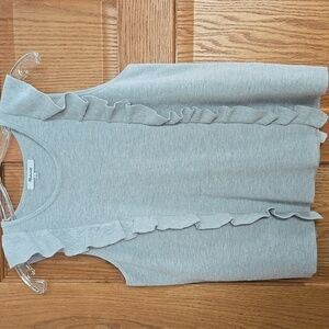 Madewell Ruffle Gray Knit Sleeveless Sweater Top Size SMALL